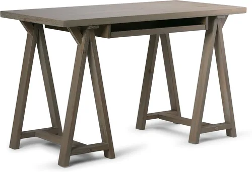 Miniatura 39 de Simpli Home - Sawhorse - Mesa de centro, color castaño oscuro., Pino, Distressed Grey