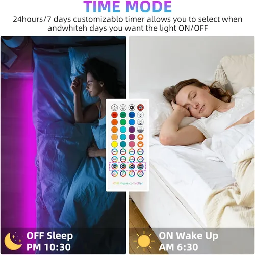 Miniatura 6 de RGBZONE Controlador LED Bluetooth RGB, controlador de tira de luces LED de música inteligente de 4 pines, control remoto IR de 40 teclas para tiras