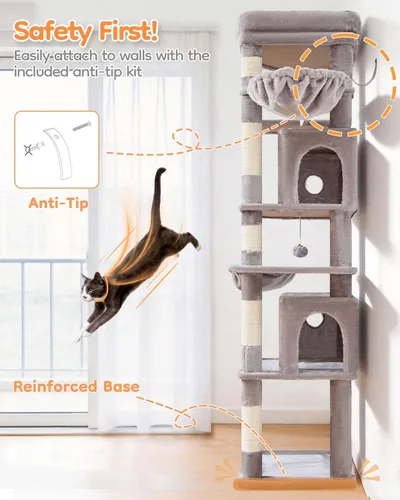 Miniatura 7 de Taoqimiao Árbol para gatos resistente, torre para gatos de 73 pulgadas para gatos de interior, más de 25 libras, árbol para gatos extragrande, 2