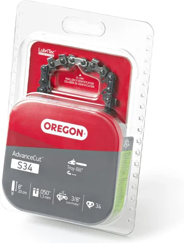 Oregon S34 AdvanceCut Cadena de sierra de poste de repuesto de 8 pulgadas, barra guía de 8 pulgadas, 34 eslabones de transmisión, paso: vibración