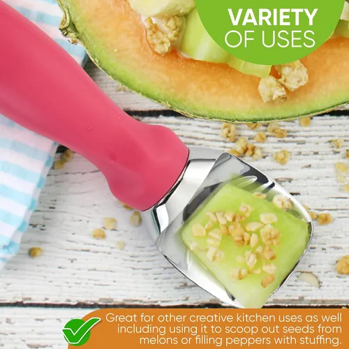 Miniatura 5 de Spring Chef - Cuchara para helado rosa de alta resistencia con mango suave, cuchara profesional para helado, cuchara de metal para masa de galletas