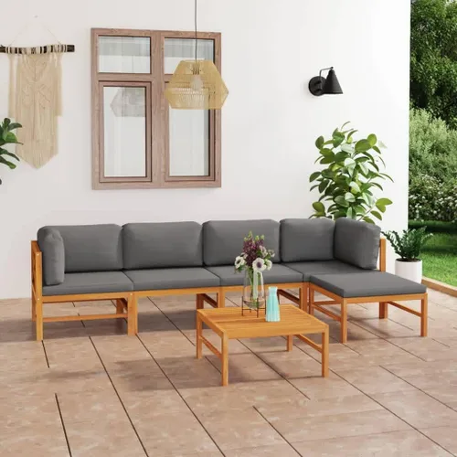 Miniatura 8 de 4-Piece Teak Outdoor Conversation Set, Cream Cushions, 24.8"x24.8" Patio Sectional Sofa & Table, Weather-Resistant Lounge Furniture for Garden