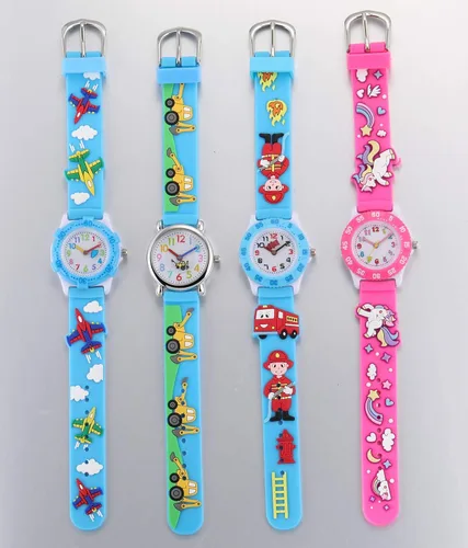 Miniatura 4 de Jewtme Lindos relojes para niños pequeños de 3 a 8 años analógicos para profesores de tiempo 3D, correa de silicona de dibujos animados para niñas