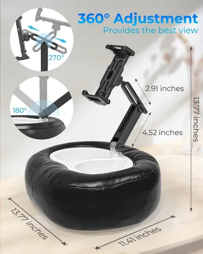 Miniatura 3 de Soporte de almohada para tableta con forro de almacenamiento, cuero sintético, soporte estable para dispositivos de 6.1 a 15.6 pulgadas, impermeable