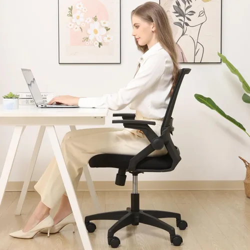 Miniatura 12 de Silla de oficina ergonómicamente diseñada con respaldo de malla transpirable y soporte lumbar, altura ajustable, adecuada para oficinas, hogares