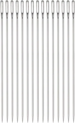 HARFINGTON Agujas de rebordear 0.063 in de diámetro, agujas de coser rectas largas de acero inoxidable, agujas de coser de 4 pulgadas