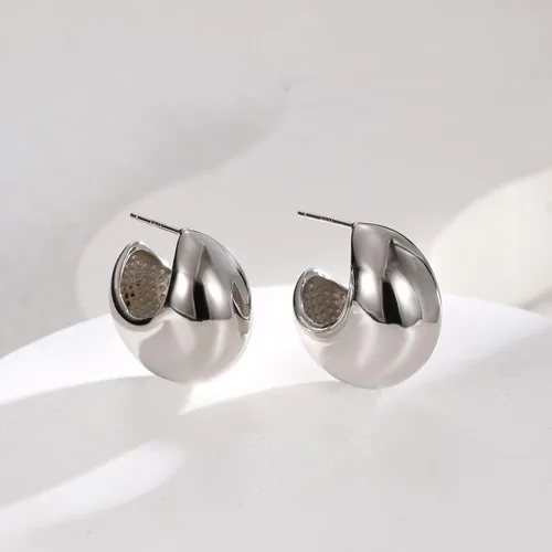 Miniatura 4 de Aretes gruesos de lágrima para mujer, juego de aretes de aro de moda Bottega, aretes de oro