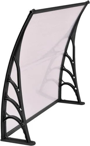 Miniatura 5 de Tangkula Toldo de ventana de 40 x 40 pulgadas, moderno toldo de policarbonato para puerta delantera, cubierta de puerta de ventana para lluvia, Negro