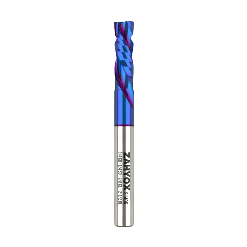 Miniatura 16 de ZahyoX Broca de enrutador de compresión de 1/4", broca CNC en espiral de corte hacia arriba y hacia abajo, fresa de carburo sólido con recubrimiento