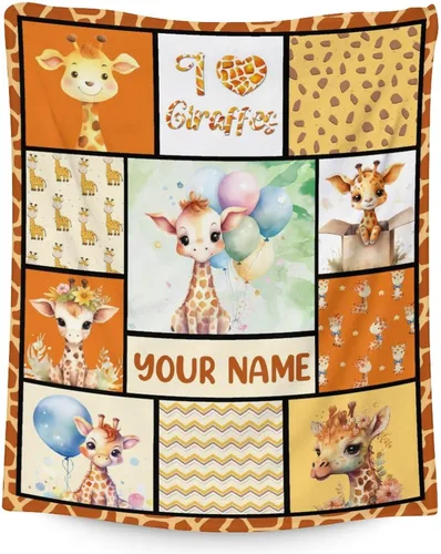 Miniatura 12 de Manta de jirafa para regalo, 30 x 40 pulgadas, bonita manta para adultos y niños, mantas amarillas de felpa suave para sofá, oficina