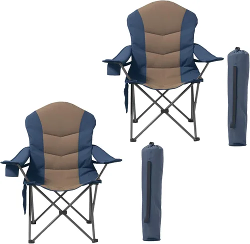 Miniatura 10 de Silla de Camping Sobredimensionada de Alta Resistencia - Silla Plegable Portátil, Portavasos y Estuche para Teléfono Impermeable para Adultos, negro