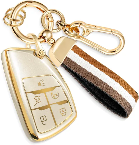 Miniatura 36 de para Buick - Funda para llavero con llavero de cuerda trenzada metálica anti-pérdida mejorada, carcasa suave de TPU exquisita para Avenir Envision