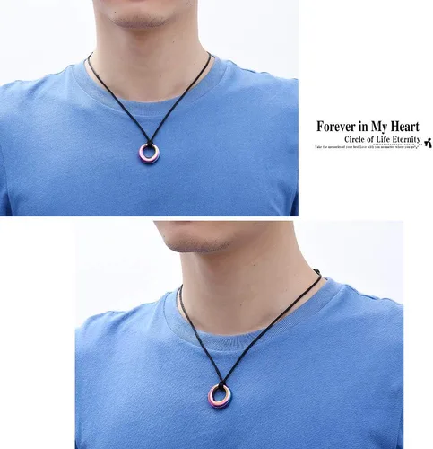 Miniatura 4 de Hearbeingt Collar de urna de cremación para cenizas para mujeres y hombres, colgante conmemorativo con cristal circular, Acero inoxidable, Acero