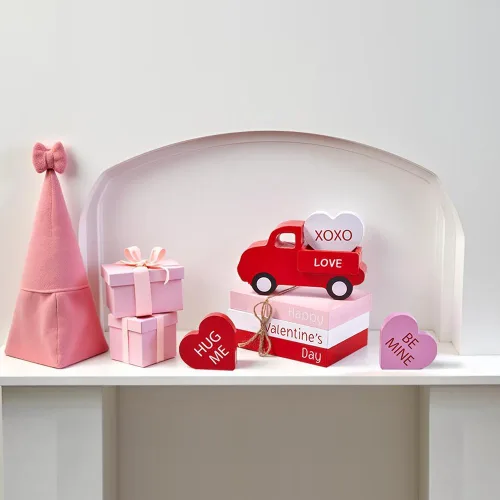Miniatura 7 de Decoraciones del día de San Valentín, decoración del día de San Valentín, letrero de madera de San Valentín y camión rojo y decoración de 3