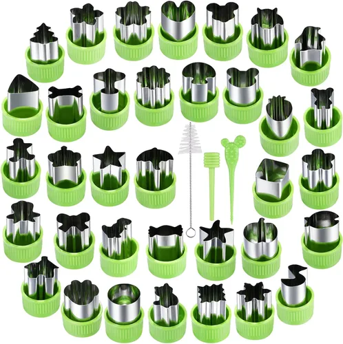 NEW LIVE Juego de 35 cortadores de galletas, cortadores de verduras y frutas, sellos, moldes, cortadores de galletas mini