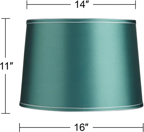 Miniatura 4 de Pantalla de lámpara de tambor grande verde azulado suave de 14" superior x 16" inferior x 11" de alto x 11" de inclinación (Spider) de repuesto