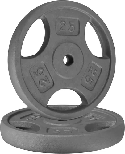 Miniatura 10 de Yes4All Placas de peso de agarre estándar de 1 pulgada, hierro fundido con varios tamaños de 2.5 libras a 35 libras para entrenamiento de fuerza, E.