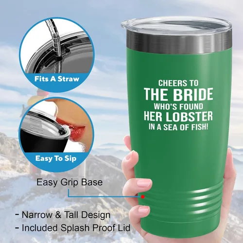 Miniatura 4 de Bride Tumbler 20oz Green -Found Her Lobster - Bride To Be Gifts Bridal Shower Wedding New Bride Mr Mrs Bachelorette Party Fiancee Newly Engaged