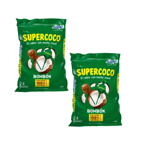 Miniatura 3 de Supercoco Candy Bonbon (2 unidades - 24 unidades por paquete) Dulces colombianos super coco candy colombiano snack dulce colombiano Comida colombiana