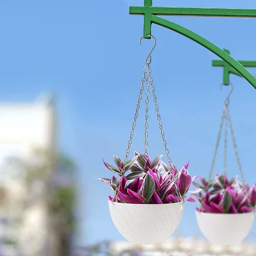 Miniatura 5 de Foraineam 10 macetas colgantes de 6 pulgadas, maceta de jardín con riego automático, mini macetas para suculentas con cadena para colgar