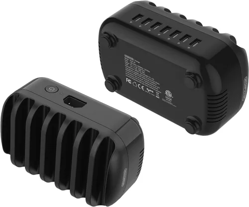 Miniatura 8 de Estación de carga de 7 puertos para múltiples dispositivos, organizador de estación de carga de 70 W, acoplamiento de carga USB con ventilador