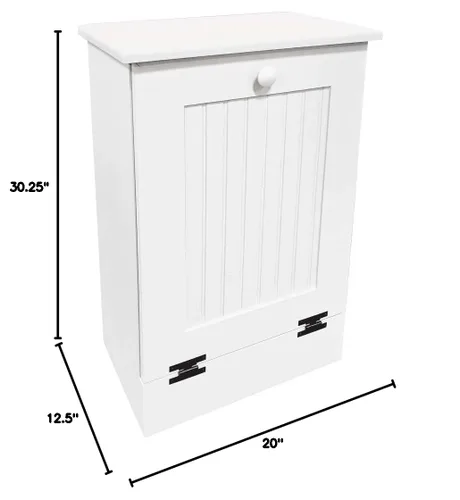 Miniatura 3 de Soporte para cubo de basura/reciclaje de basura rebatible de madera, Pino, S Sólido - Cottage White