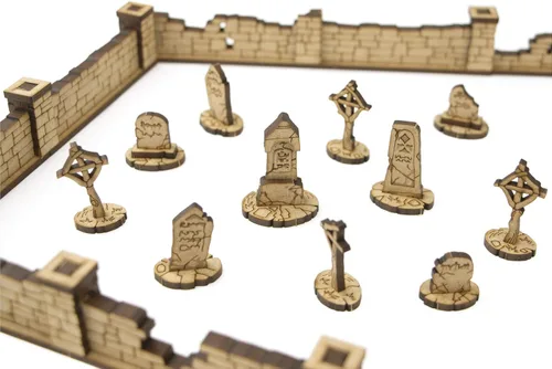 Miniatura 2 de TowerRex Cementerio edificios de terreno D&D, accesorios DND para Calabozos y Dragones, Pathfinder, Warhammer, rejilla de mapa de batalla de mesa