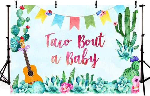 Fondo de fiesta de taco de 7 x 5 pies, para fiesta de bebé, para el cinco de mayo, niño mexicano, baby shower, fotografía, cactus, decoración