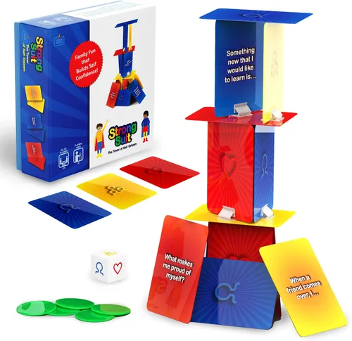 Juegos socioemocionales para adolescentes y niños mayores de 6 años | Juego de terapia de torre de autoestima StrongSuit para consejeros, terapeutas