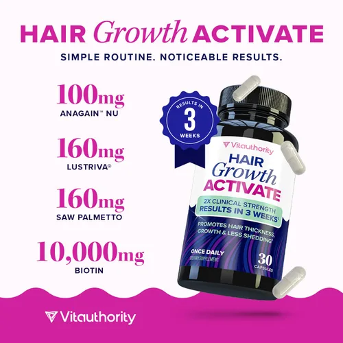 Miniatura 10 de Lustriva Suplemento para el Crecimiento del Cabello para Mujeres Lustriva y Vitaminas Bloqueadoras de DHT para Cabello Más Grueso y Abundante