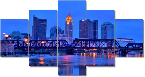 Miniatura 39 de TUMOVO Fotos en lienzo de Estados Unidos, Cincinnati, Ohio, Skyline at Dusk para tu sala de estar, impresiones de paisaje urbano de rascacielos