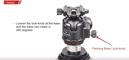 Miniatura 6 de SUNWAYFOTO Trípode Ball Head XB 52 Perfil bajo Inclinación Negro