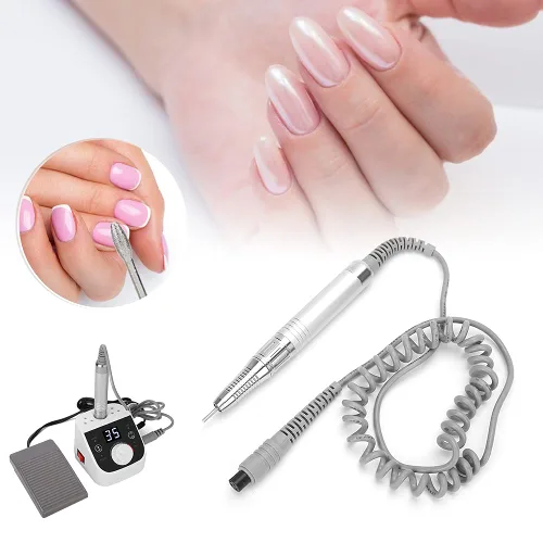 Miniatura 3 de Taladro de uñas eléctrico de 35000 RPM, herramientas de pulido de arte de uñas con vástago de mano, kit de taladro profesional para lima de uñas