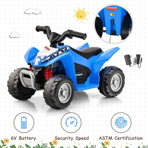 Miniatura 6 de OLAKIDS Cuatrimoto para niños, vehículo eléctrico de 6 V para niños pequeños, coche de juguete motorizado de 4 ruedas con batería para niños y niñas