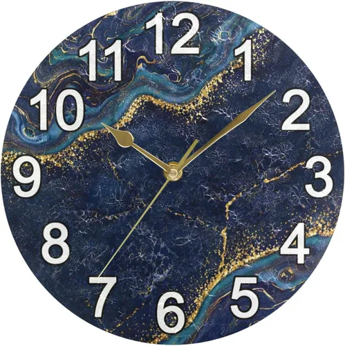 Miniatura 11 de Reloj de pared con azulejos de limones mediterráneos, sin tictac, silencioso, reloj de cocina grande, funciona con pilas, 10 pulgadas