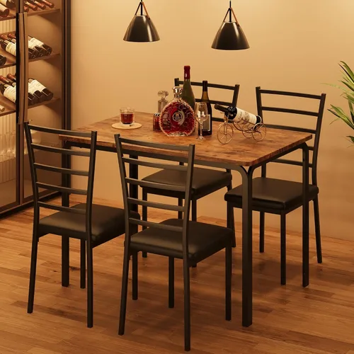 Miniatura 6 de Juego de mesa de comedor para 4, mesa de cocina y sillas para 4, juego de mesa de comedor de cocina de 5 piezas, mesa de comedor rectangular moderna