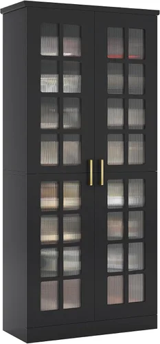 Miniatura 9 de Tribesigns Zapatero alto con puertas, almacenamiento de zapatos de 8 niveles con estantes ajustables, moderno organizador de zapatos para entrada