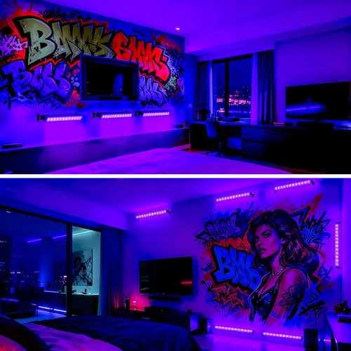 Miniatura 8 de CREATESTAR Paquete de 2 barras de luz LED negras de 45 W, luz negra impermeable IP66 con enchufe e interruptor, luz negra para fiesta brillante
