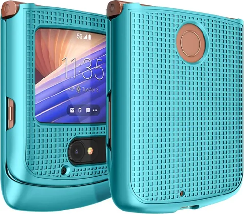 Miniatura 12 de Nakedcellphone Funda para Motorola RAZR 5G Flip Phone, [Negro] Carcasa rígida a presión [textura de cuadrícula] para Motorola Moto RAZR 5G Flip