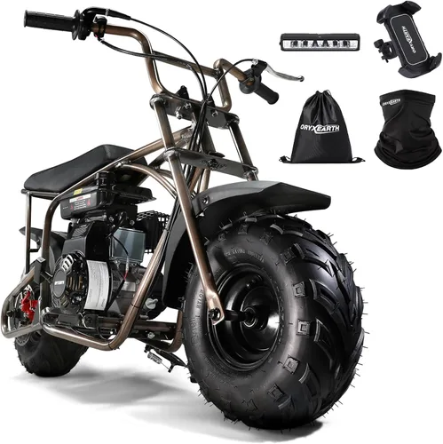 Miniatura 25 de Oryxearth Mini bicicleta de tierra todoterreno de 105cc de 4 tiempos, 28mph, a gasolina con transmisión automática y arranque de tirón para adultos