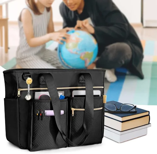 Miniatura 9 de Fasrom Bolsa de mano para profesores para mujeres de trabajo, bolsa grande para profesores con funda acolchada para laptop de hasta 15.6 pulgadas