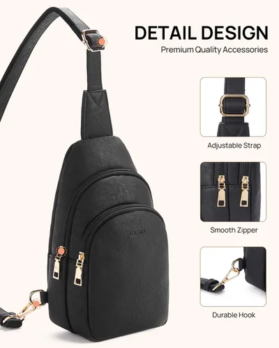 Miniatura 68 de Telena Riñonera pequeña para mujer, de cuero, cangureras, bolsa de pecho para mujer
