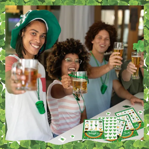 Miniatura 3 de Tarjetas de juegos de bingo del día de San Patricio para adultos, niños y niñas, 24 jugadores, fiesta del día de San Patricio, juegos de bingo