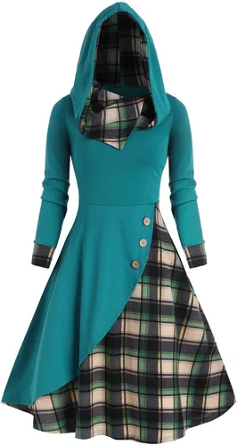 Miniatura 2 de Vestidos midi para mujer de talla grande bufanda con cuello y botones vestido de punto asimétrico