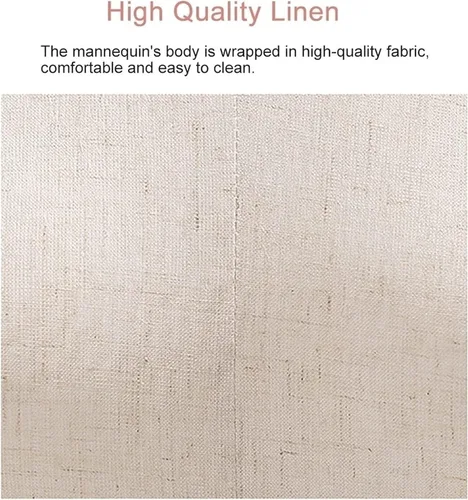 Miniatura 2 de Maniquí femenino de cuerpo completo con base de madera y cabeza de tela, soporte ajustable para bodas y exhibición de ropa