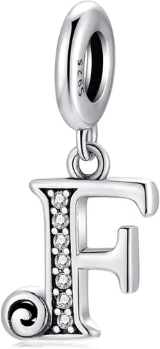 BETTY&SARAH Dijes de plata de ley 925 con letras para pulseras y collares, dije con inicial del alfabeto, regalo de joyería para mujer