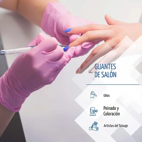Miniatura 3 de Hand-E Touch - Guantes desechables de nitrilo rosa, para esteticista, técnico de uñas, tinte y estilista de cabello, guantes de limpieza