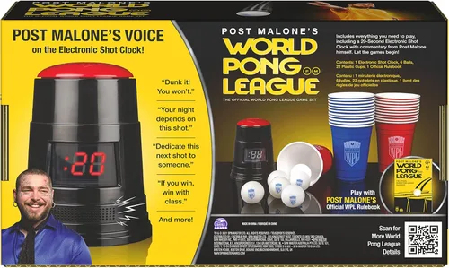 Miniatura 6 de Post Malone World Pong League Juego de beber cerveza para despedida de soltero juegos al aire libre con vasos de plástico y bolas de ping pong