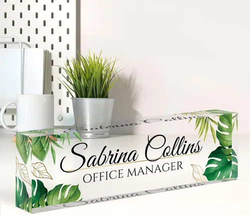 Miniatura 40 de Placa de nombre personalizada para escritorio, placa de nombre de escritorio personalizada, decoración de oficina para mujeres y hombres, accesorios