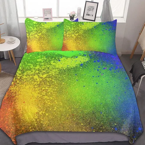Miniatura 7 de Juego de 3 piezas de edredón neón que brilla en la oscuridad, funda de almohada de microfibra con cremallera para cama matrimonial, Queen